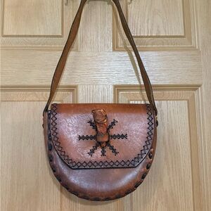 Vintage Handcrafted Brown Leather Shoulder Bag